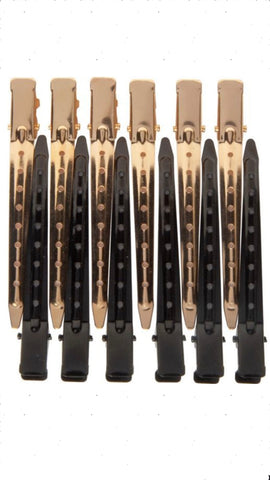 Black & Gold Duck Bill Clips - 12 pack